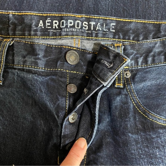 Aeropostale Men’s 34/34 Button Fly Dark Wash Straight Leg Jeans - Picture 5 of 7